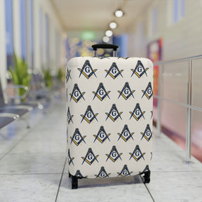 Master Mason Blue Lodge Luggage Cover - Square & Compasses with G Emblem Print