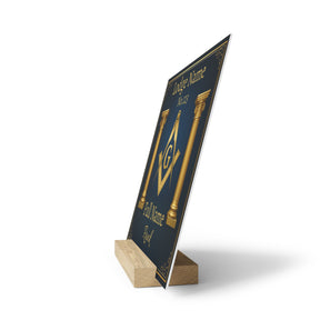 Master Mason Blue Lodge Plaque - Square & Compass G with Pillars Customized - Bricks Masons