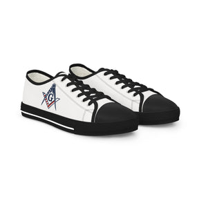 Master Mason Blue Lodge Sneaker - Low Top Sneaker Black & White USA Flag - Bricks Masons