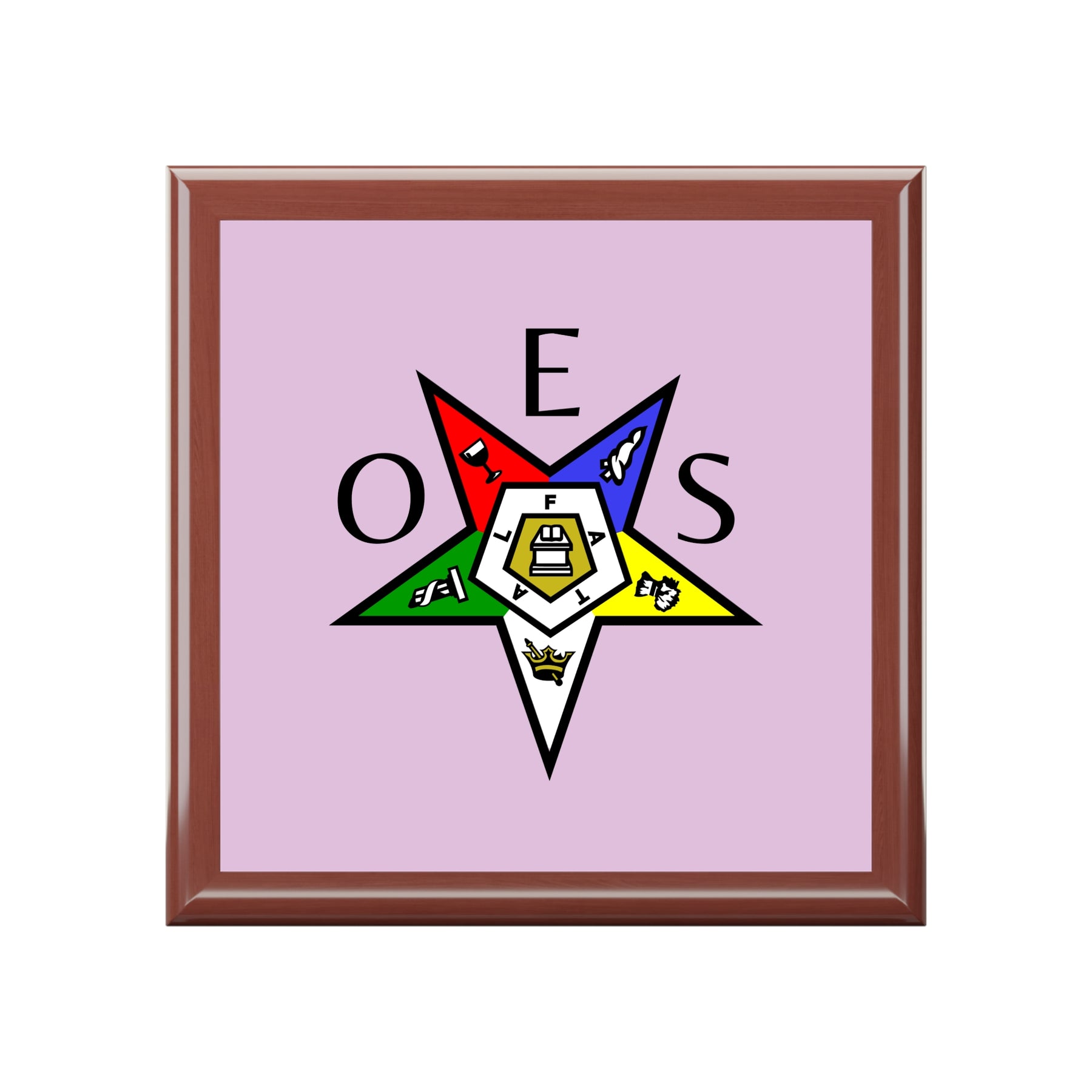 OES Jewelry Box - Eastern Star & Initials Pentagram Down