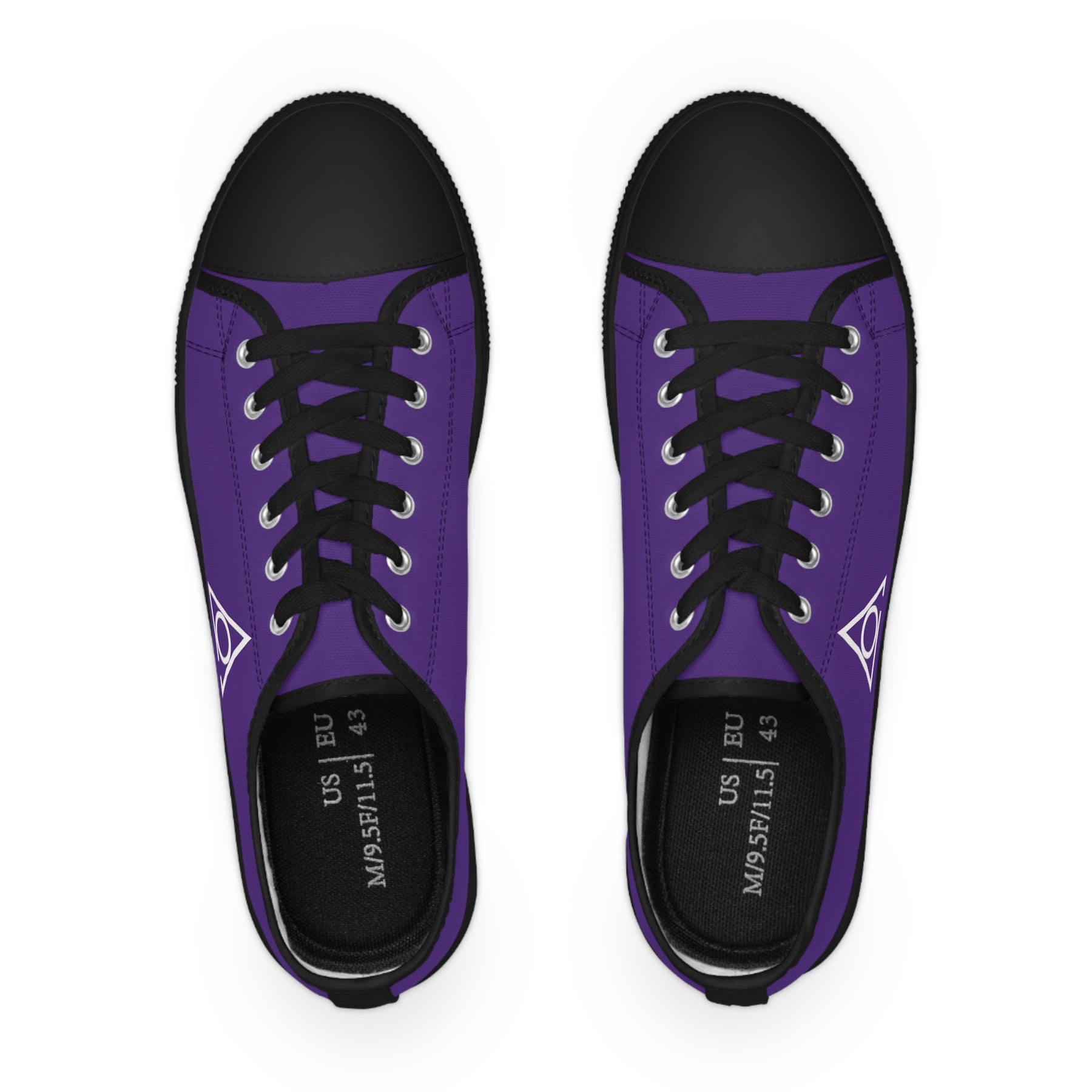 LOCOP Sneaker - Low Top Sneaker Black & White Purple Canvas White Emblem - Bricks Masons