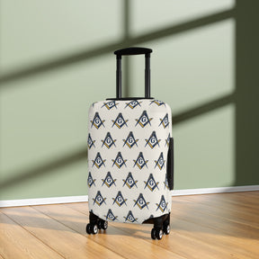 Master Mason Blue Lodge Luggage Cover - Square & Compasses with G Emblem Print