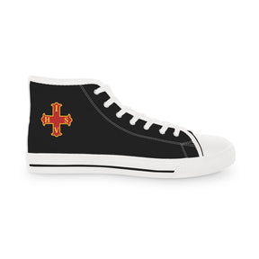 Red Cross of Constantine Sneaker - High Top Black & White - Bricks Masons