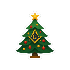 Master Mason Blue Lodge Sticker Decal - Kiss-Cut Square & Compass G Christmas Edition - Bricks Masons
