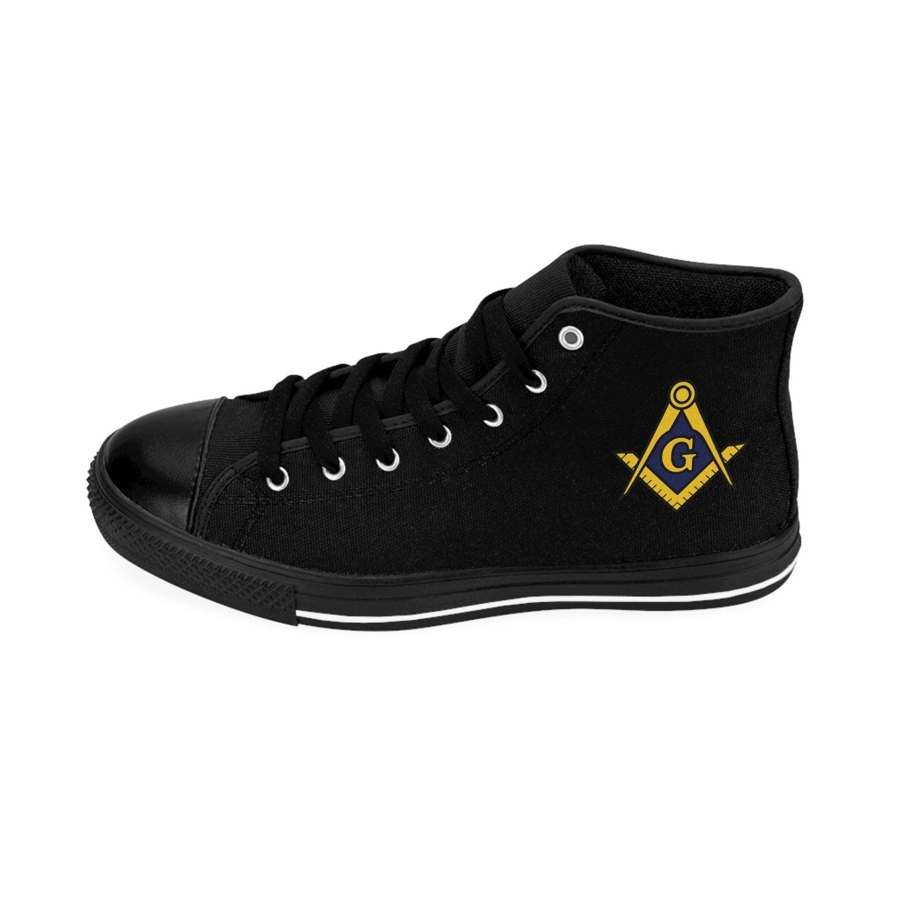 Master Mason Blue Lodge Sneaker - Black with Gold S&C G Nylon Canvas - Bricks Masons