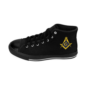 Master Mason Blue Lodge Sneaker - Black with Gold S&C G Nylon Canvas - Bricks Masons