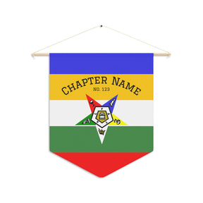 OES Pennant - Colorful Star on Polyester Twill With Personalization - Bricks Masons