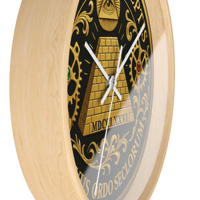 Eye of Providence Clock - Pyramid and All Seeing Eye with Latin Motto - Bricks Masons
