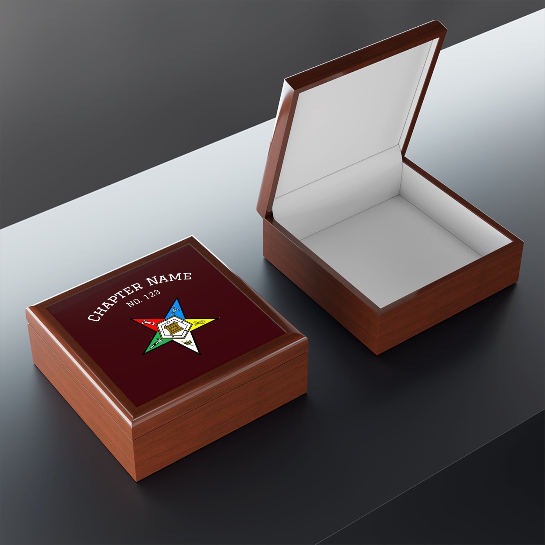 OES Jewelry Box - Colorful Eastern Star with Personalization