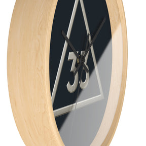 33rd Degree Scottish Rite Clock - Silver Triangle with 33 on Wooden Frame - Bricks Masons