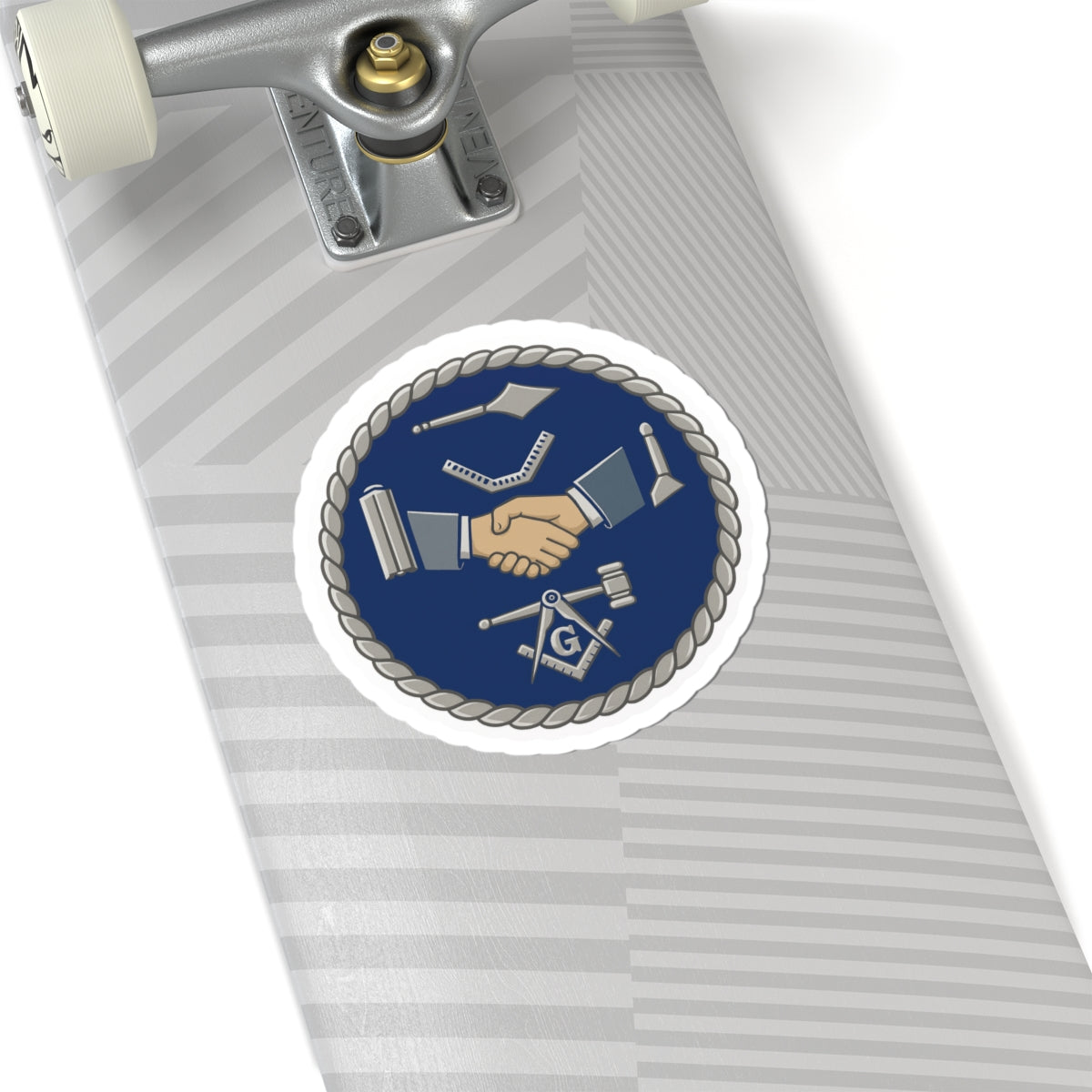 Master Mason Blue Lodge Sticker Decal - Kiss-Cut Blue & Silver Masonic Tools - Bricks Masons