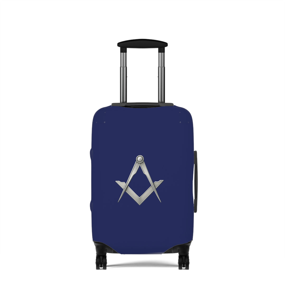 Master Mason Blue Lodge Luggage Cover - Blue with Silver Square & Compasses Emblem
