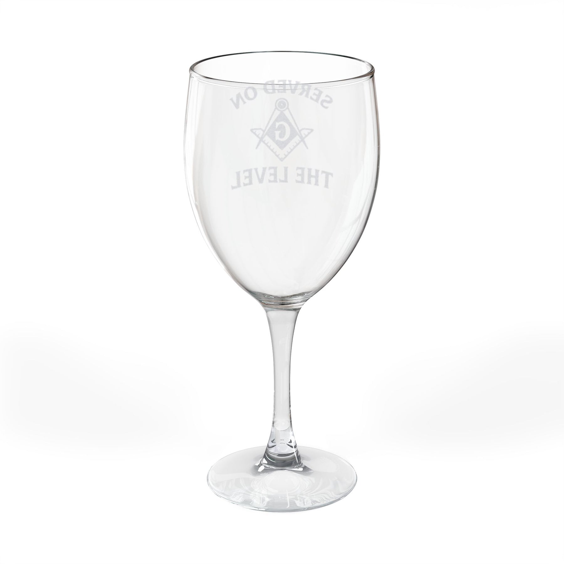 Master Mason Blue Lodge Wine Glass - Served On The Level Square & Compass G