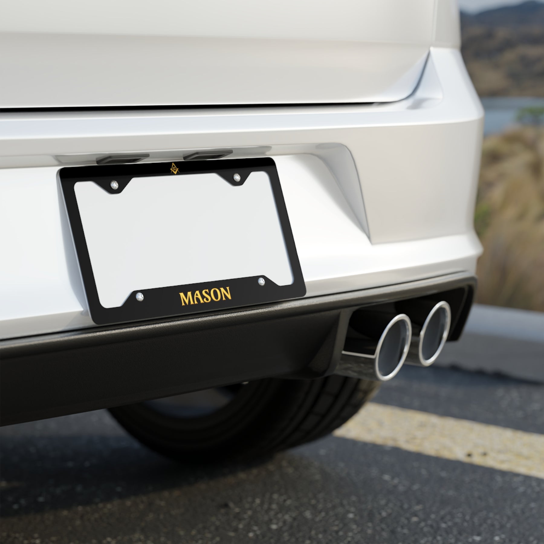 Master Mason Blue Lodge License Plate Frame - Square & Compass G Mason Emblem