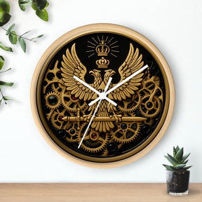 33rd Degree Scottish Rite Clock - Open Gear Eagle on Wood Frame With Plexiglass Face - Bricks Masons