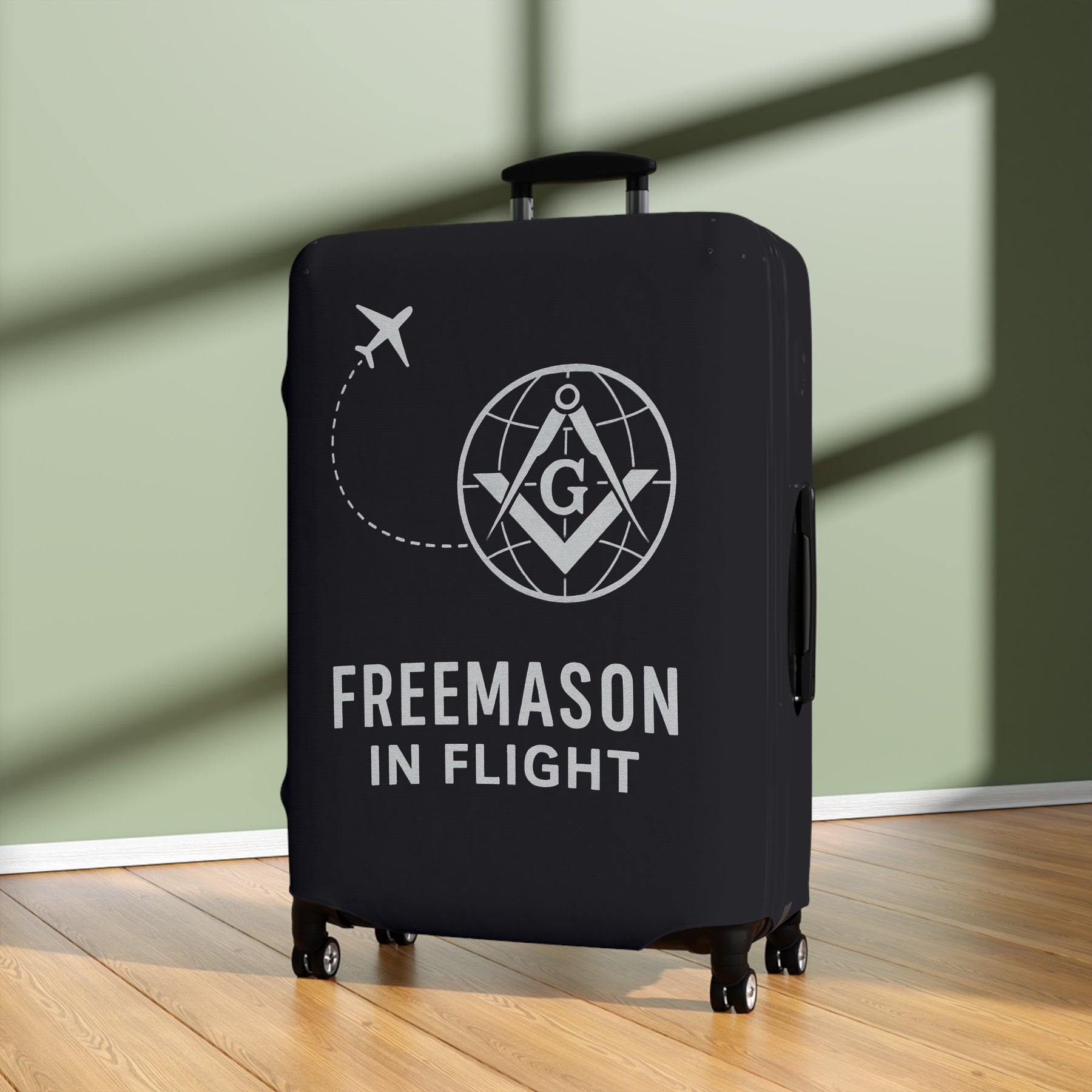 Master Mason Blue Lodge Luggage Cover - Freemason in Flight S&C G Emblem