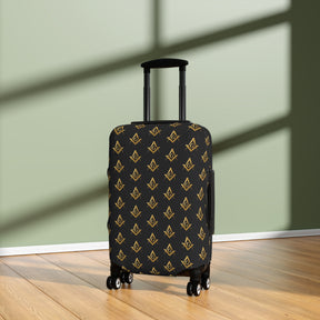 Master Mason Blue Lodge Luggage Cover - Gold Square & Compasses G Emblem Print