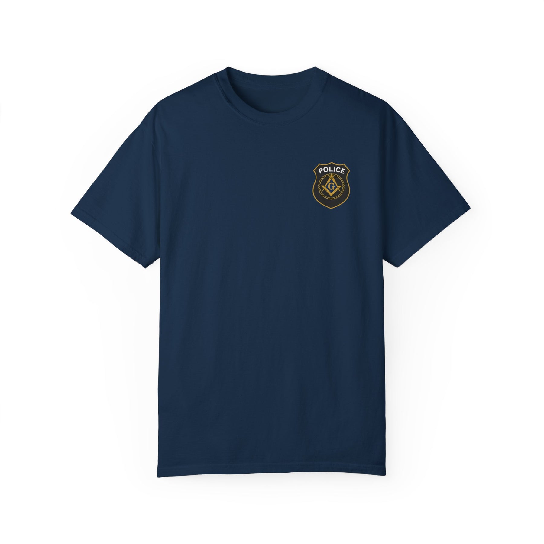 Master Mason Blue Lodge T-Shirt - Police Mason Garment-Dyed Tee - Bricks Masons