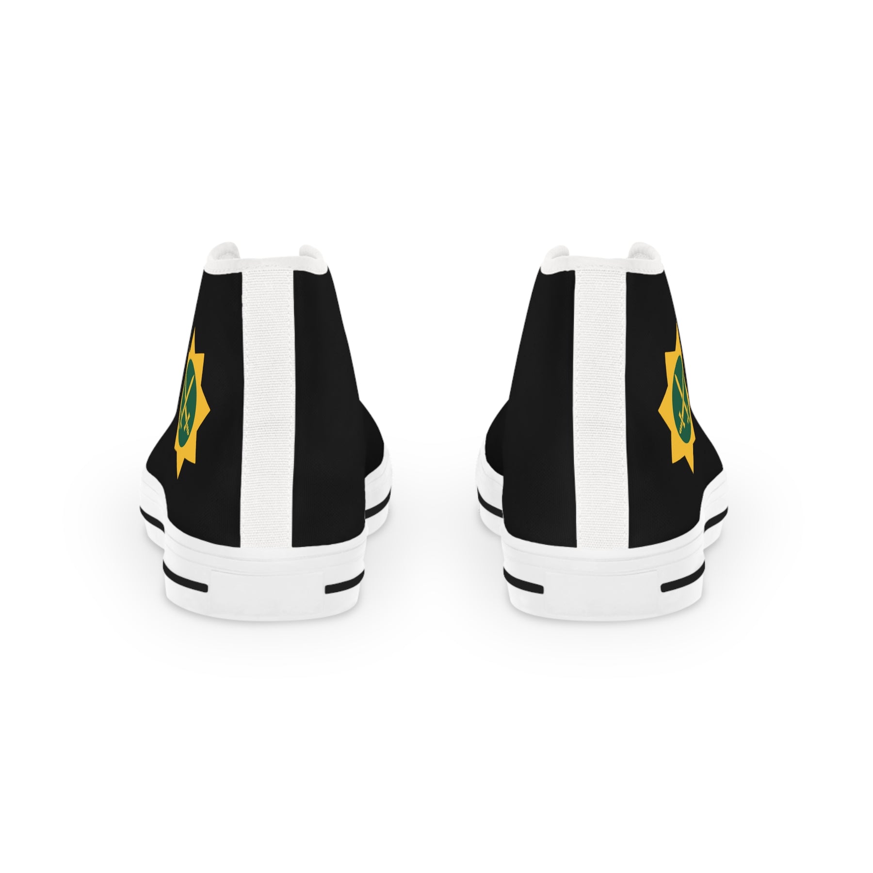 Red Cross of Babylone Sneaker - High Top Black & White Gold & Green Emblem - Bricks Masons