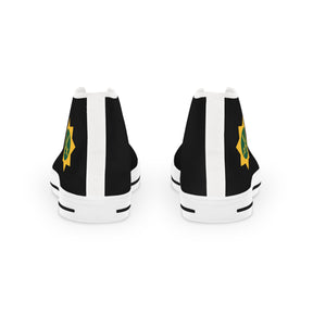 Red Cross of Babylone Sneaker - High Top Black & White Gold & Green Emblem - Bricks Masons