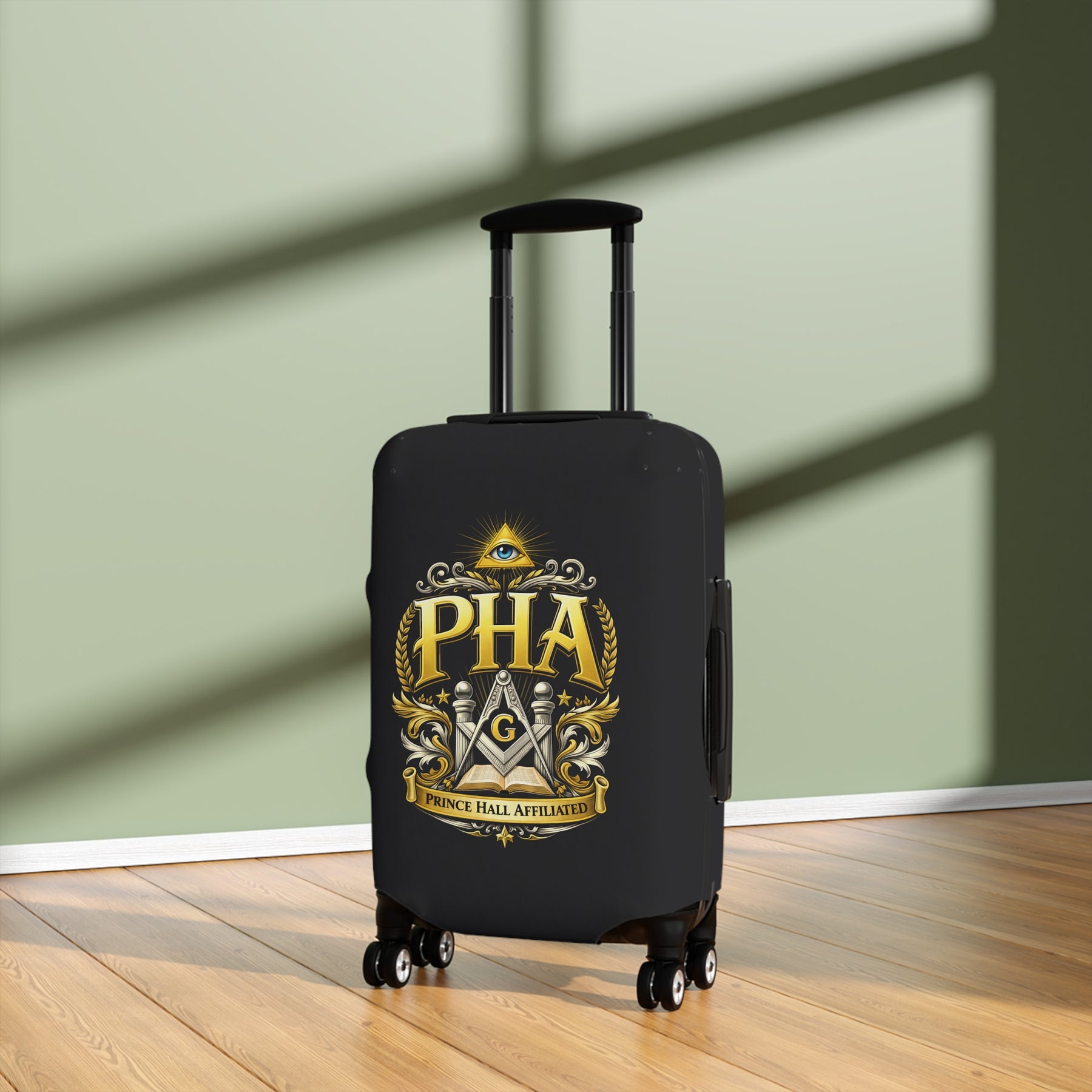 Master Mason Blue Lodge Luggage Cover - PHA Square & Compass G & Eye