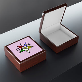 OES Jewelry Box - Eastern Star & Initials Pentagram Down