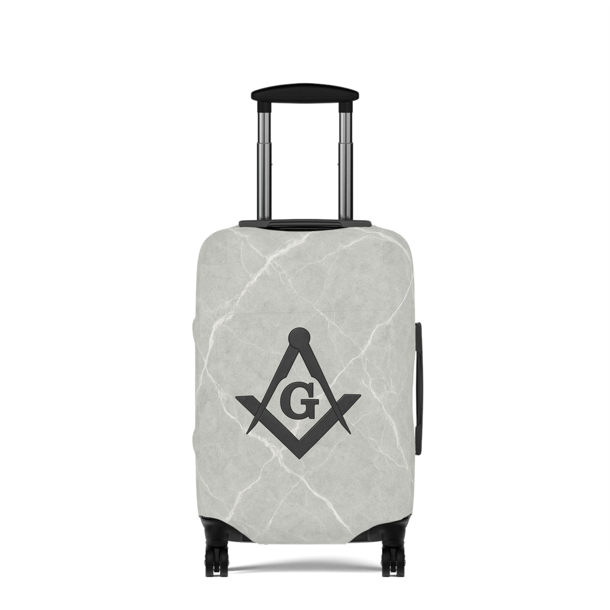 Master Mason Blue Lodge Luggage Cover - Black Square & Compasses with G Emblem