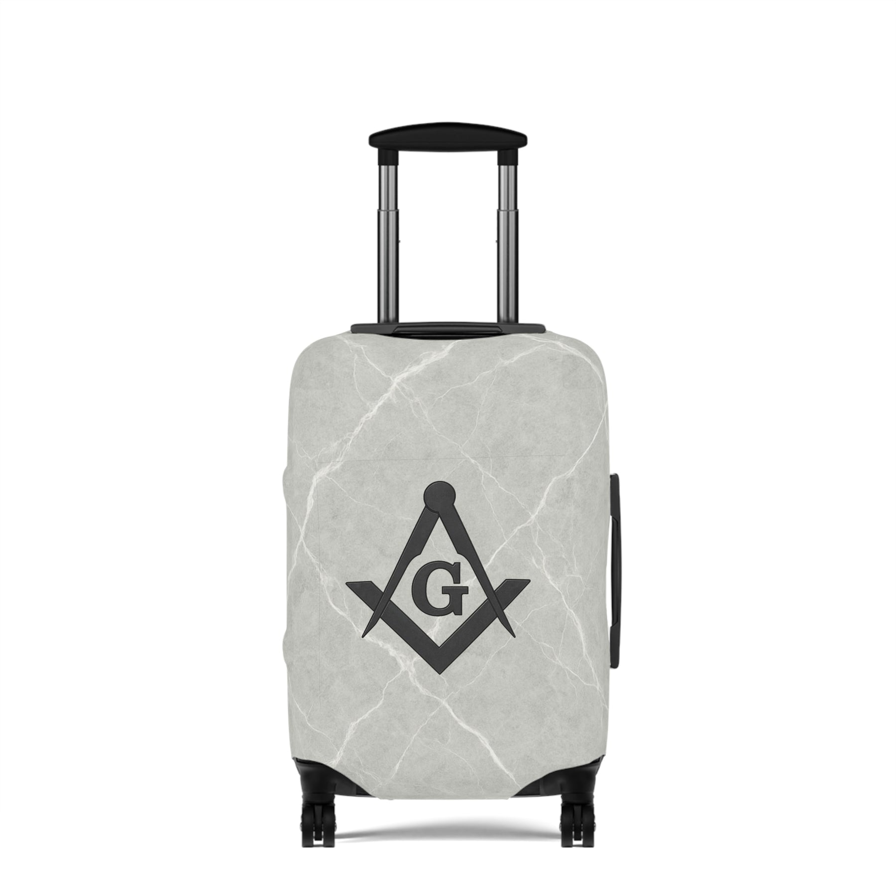 Master Mason Blue Lodge Luggage Cover - Black Square & Compasses with G Emblem
