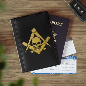 Widows Sons Passport Cover - Gold Skull & Bones With S&C With Inner Compartments - Bricks Masons