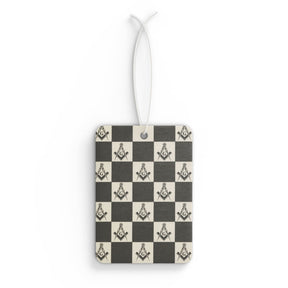 Master Mason Blue Lodge Car Air Freshener - Checkered Square & Compass G Print - Bricks Masons