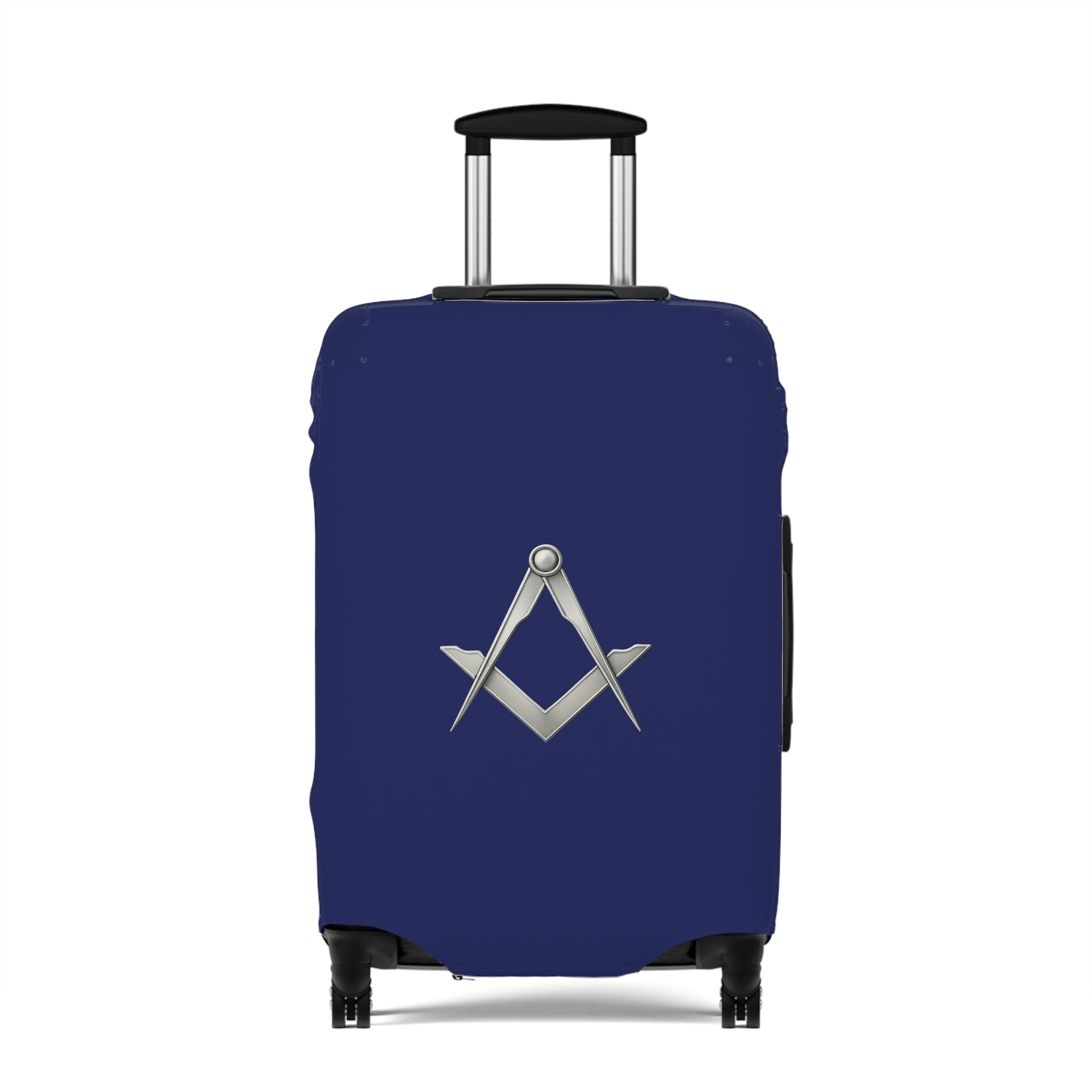 Master Mason Blue Lodge Luggage Cover - Blue with Silver Square & Compasses Emblem