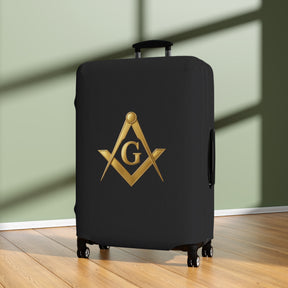 Master Mason Blue Lodge Luggage Cover - Golden Square & Compasses G Emblem