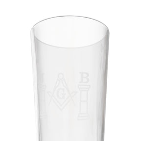 Master Mason Blue Lodge Pintglas - Winkelmaß und Zirkel G mit J&amp;B Säulen