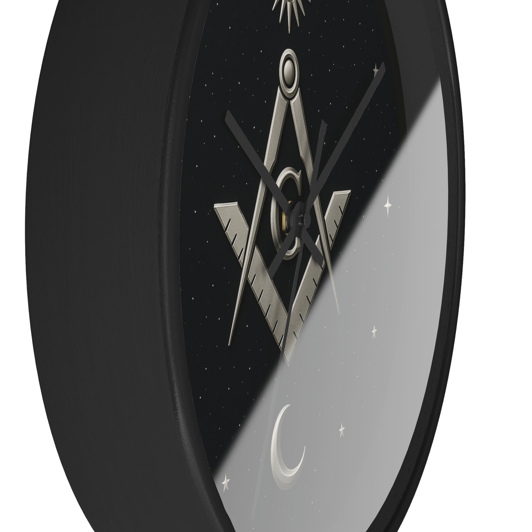 Master Mason Blue Lodge Clock - S&C on Wooden Frame with Plexiglass Cover - Bricks Masons