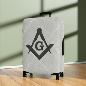 Master Mason Blue Lodge Luggage Cover - Black Square & Compasses with G Emblem