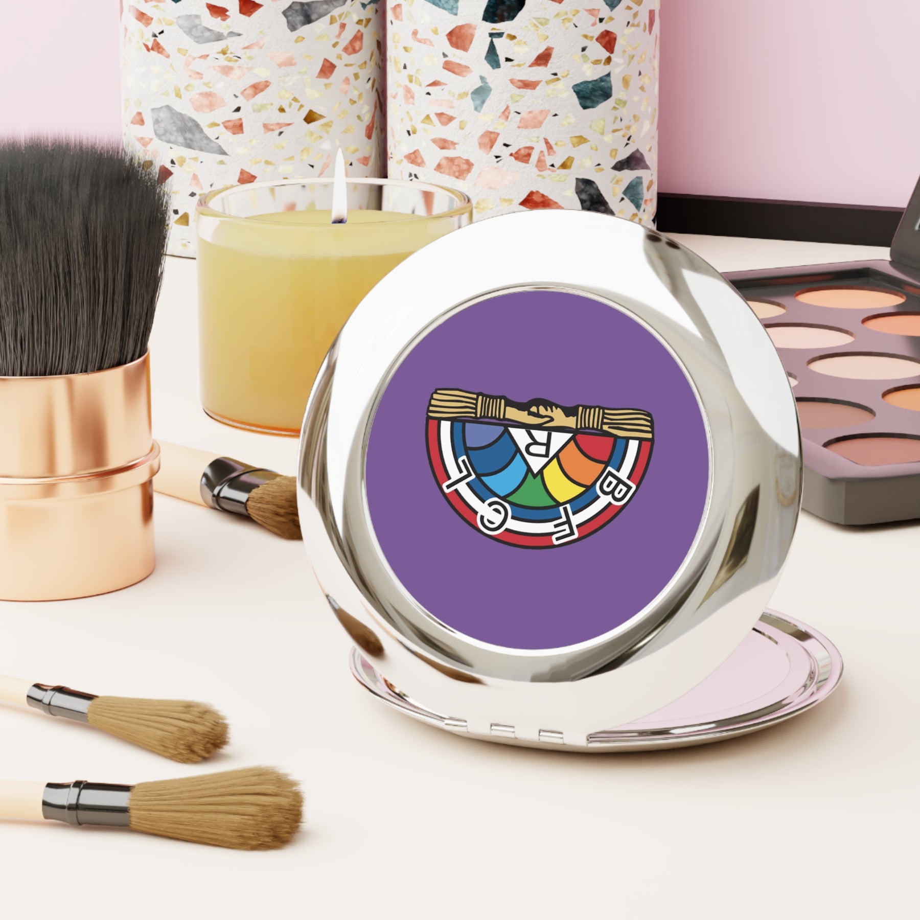 International Order of The Rainbow For Girls Compact Mirror - Rainbow Emblem