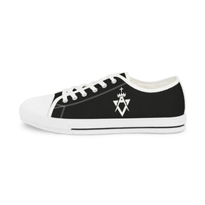 Allied Masonic Degrees Sneaker - Low Top Sneaker Black & White AMD White Emblem - Bricks Masons
