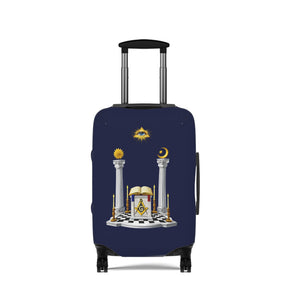 Master Mason Blue Lodge Luggage Cover - S&C G Altar Pillars & Eye On Checkered Floor