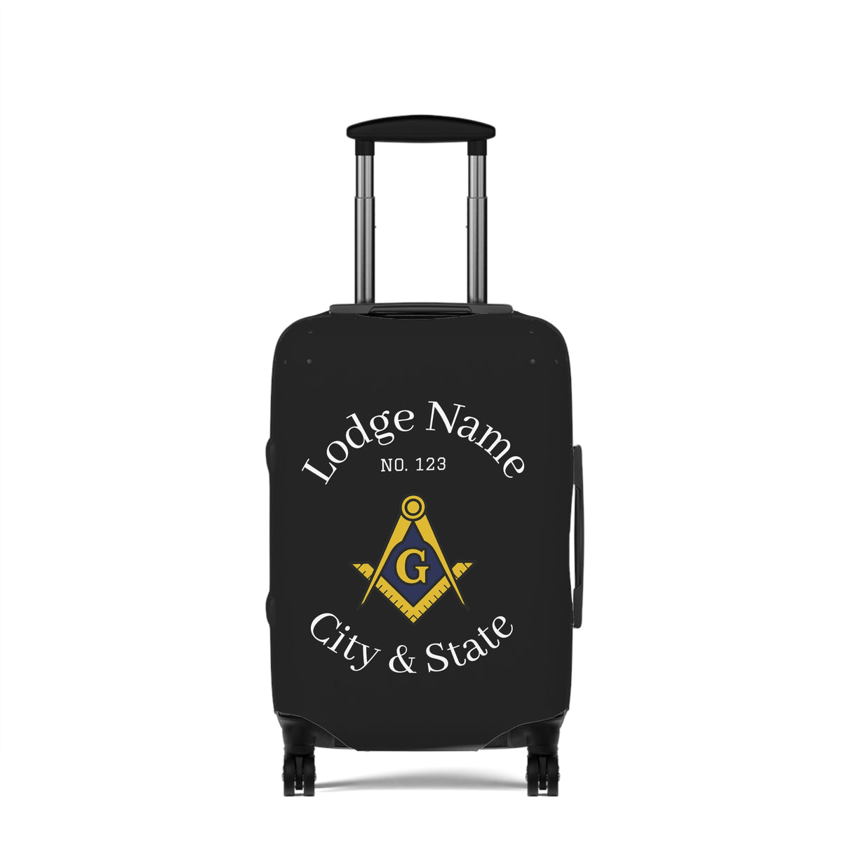 Master Mason Blue Lodge Luggage Cover - S&C G Emblem with Personalization