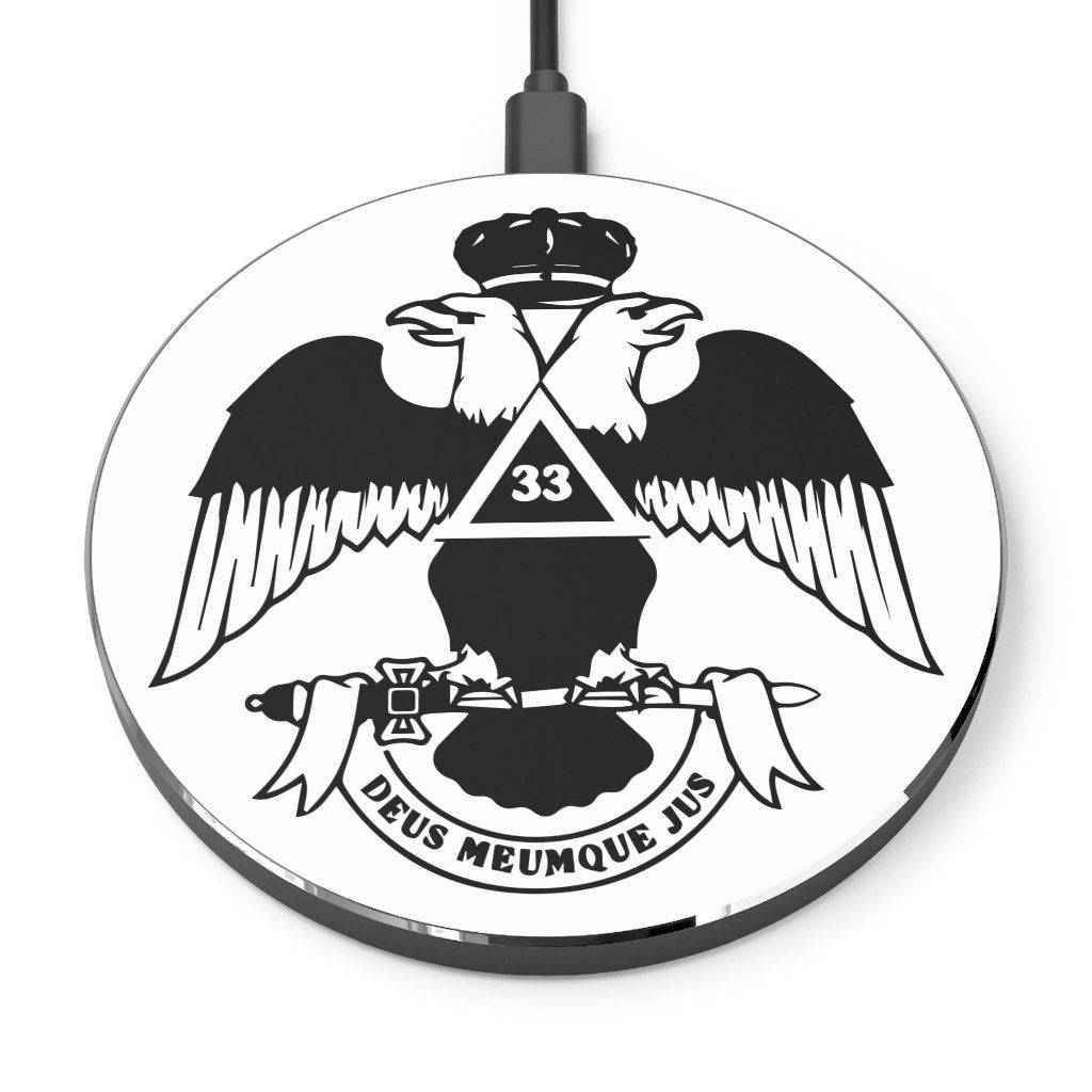 33rd Degree Scottish Rite Wireless Charger - Wings Down Black & White