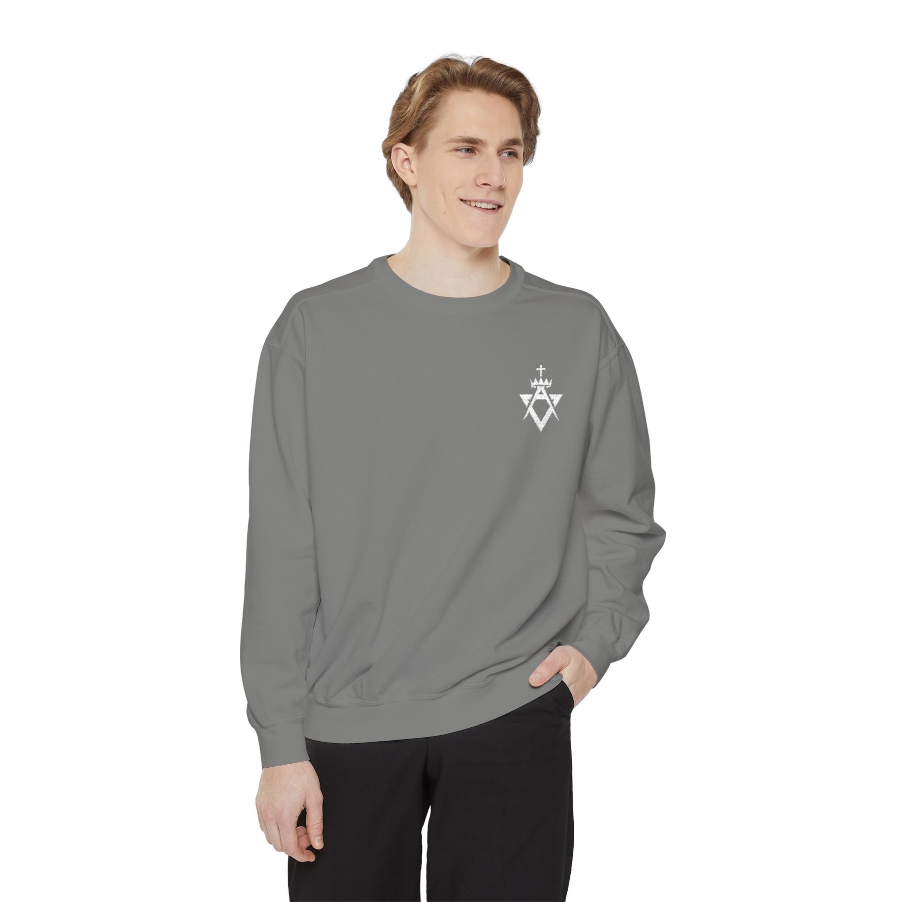 Allied Masonic Degrees Sweatshirt - Embroidered White AMD Emblem - Bricks Masons