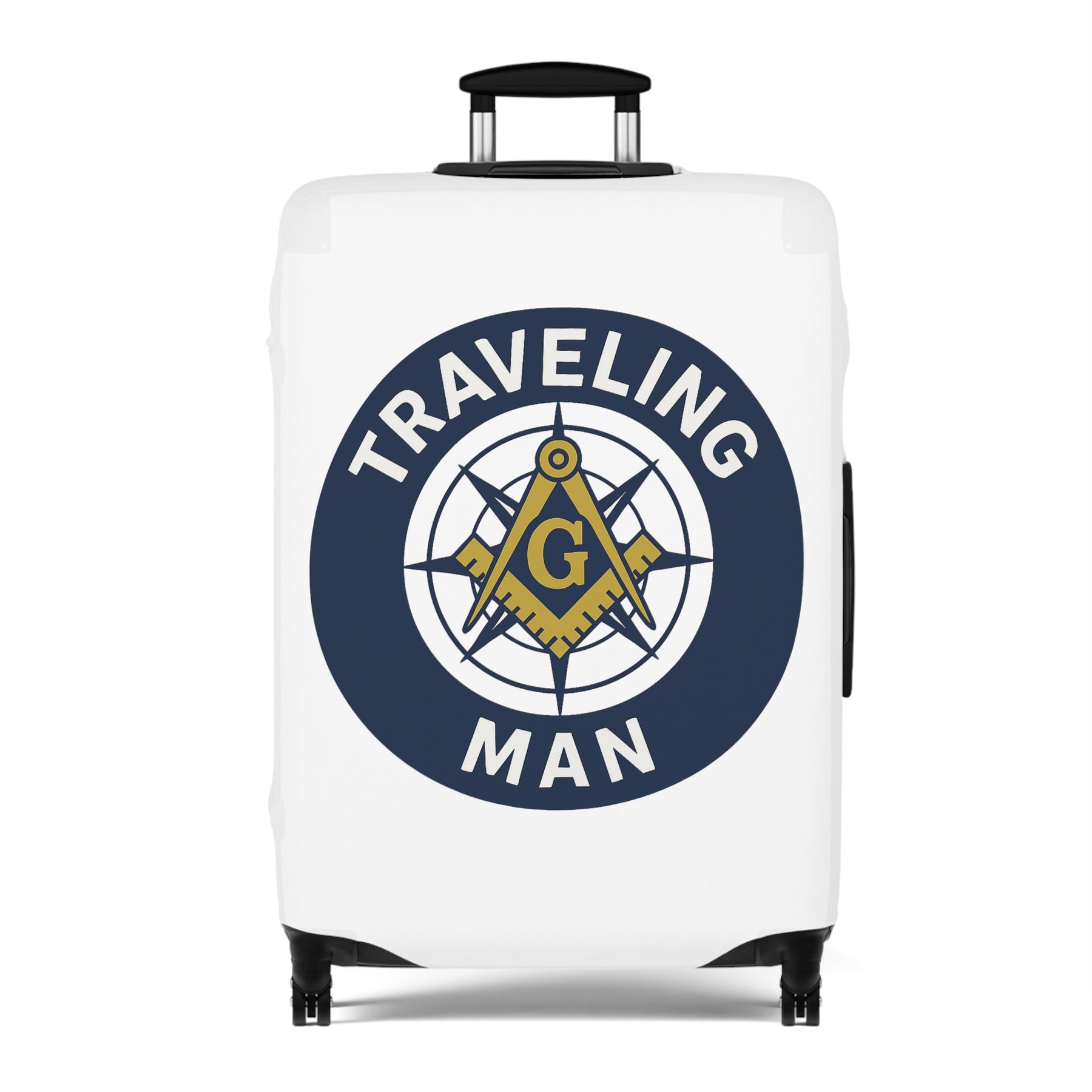 Master Mason Blue Lodge Luggage Cover - Traveling Man Square & Compasses G