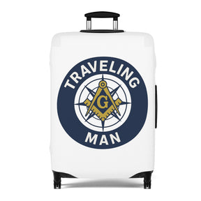Master Mason Blue Lodge Luggage Cover - Traveling Man Square & Compasses G