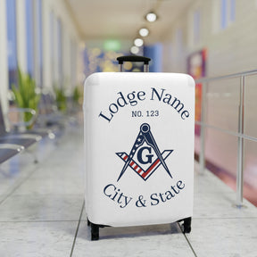 Master Mason Blue Lodge Luggage Cover - S&C G American Flag Print with Customization