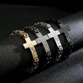 Knights Templar Commandery Bracelet - Steel Color With Cross - Bricks Masons