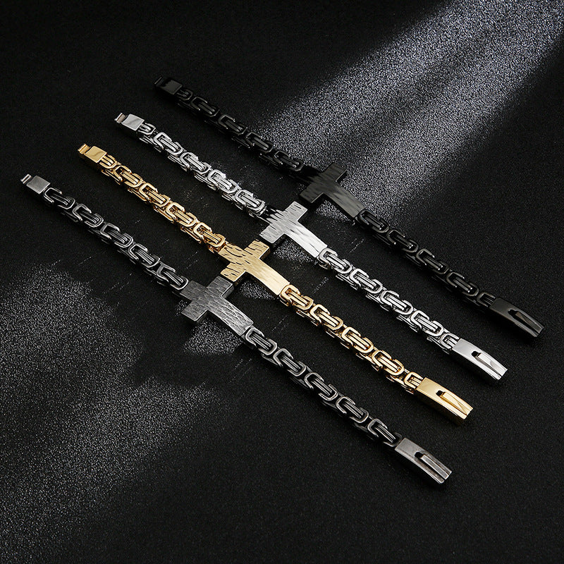 Knights Templar Commandery Bracelet - Steel Color With Cross - Bricks Masons