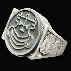 Demon Ring 2 Duke Agares 72 Demons Lesser Key of Solomon Goetia In Silver 2.2 cm x 1.8 cm 18 Gr Art 1780 - Bricks Masons