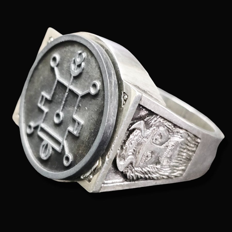 Demon Ring 3 Prince Vassago 72 Demons Lesser Key of Solomon Goetia In Silver 2.2 cm x 1.8 cm 18 Gr Art 1781 - Bricks Masons