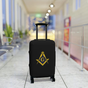 Master Mason Blue Lodge Luggage Cover - Blue & Yellow Square & Compasses G Emblem