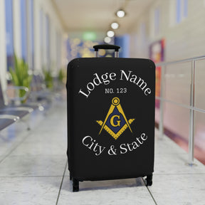 Master Mason Blue Lodge Luggage Cover - S&C G Emblem with Personalization
